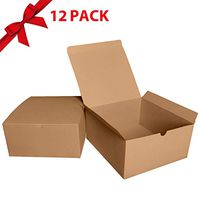 Niclogi Gift Boxes 12 Pack 8 x 8 x 4" Fold Kraft Paper Gift Boxes with Lids for Gifts, Bridesmaids Proposal Boxes, Cupcake Boxes, Ornaments Gifts Boxes, Crafting(Brown)