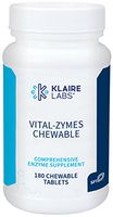 Klaire Labs Vital-Zymes Chewable Digestive Enzymes - Broad Spectrum, DPP-IV Activity for Kids & Adults to Help Breakdown Proteins, Fats, Carbs, Sugars & Fibers (180 Tablets)