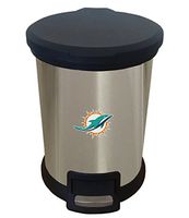 The Furniture Cove New 1.3 Gallon Round Stainless Steel Step Trash Can Waste Basket Featuring Your Choice of a Football Team Logo (Dolphins)