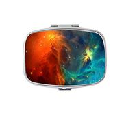 Rectangle Pill Case - Beautiful Stars Galaxy and fire Clouds Custom Fashion Style Pill Box - 2 Compartments Pill Box/Pill case