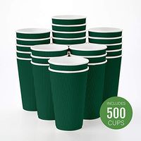 Insulated Paper Coffee Cups - Ripple Wall - Forest Green - 16 oz - 500ct Box - MATCHING LIDS SOLD SEPARATELY: RWA0360B, RWA0360W, RWA0328LG, RWA0328GR, RWA0328HP, RWA0283W, RWA0283B