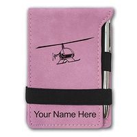 Mini Notepad, Helicopter 2, Personalized Engraving Included (Pink)