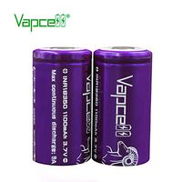 Vapcell 3.7v 1100mah 9A Li-on 18350 high Drain IMR Battery Flat Top 2pcs