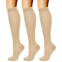 CHARMKING Compression Socks (3 Pairs) 15-20 mmHg is Best Athletic & Medical for Men & Women, Running, Flight, Travel, Nurses, Edema - Boost Performance, Blood Circulation & Recovery (L/XL, Nude)