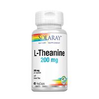 Solaray® L-Theanine 200mg w/Green Tea Leaf 100mg | Relaxation, Stress, Mood & Focus Support w/Out Drowsiness | Lab Verified | 45 VegCaps