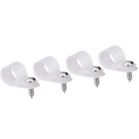 R-Type Cable Clip Wire Clamp 1/2" Nylon Mounting Cord Fastener Clips White Cable Straps with Installing Screws for Wire Management, 60 Pack