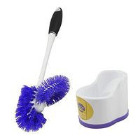 Toilet Bowl Brush with Rim Cleaner and Holder Set - Toilet Bowl Cleaning System with Scrubbing Wand, Under Rim Lip Brush and Storage Caddy for Bathroom