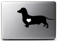 Heart My Dachshund - (Color: Black) Decal - 5" wide decal laptop tablet skateboard car windows sticke