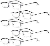 Eyekepper 5-Pack Stainless Steel Frame Half-Eye Style Reading Glasses Readers Gunmetal +1.25