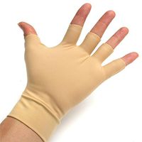 Pain Relief Fingerless Compression Gloves - Beige 1 Pair (Beige, Small/Medium)
