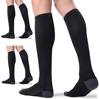 3 Pairs Compression Socks for Women and Men 20-30mmHg- Circulation and Muscle Support Socks for Travel, Running, Nurse, Medical BLACK L/XL