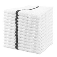 Arkwright Qwick Wick Terry Bar Mop Towel Pack of 12 White Kitchen Towels, Restaurant Cleaning Towels, Rags for Home, Kitchen, Bars (16 x 19 inch) (Black Stripe)