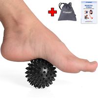 STURME Massage Ball Spiky Deep Tissue Foot, Back, Plantar Fasciitis & All Over Body Deep Tissue Muscle Therapy - Includes Free Tutorial Holder Ball Bag (Black)
