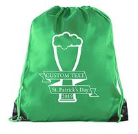 Custom St Patrick's Day Backpack Personalized Drawstring Bags, Reusable Gift bag - 6PK Forest Green CE2500Patty S3