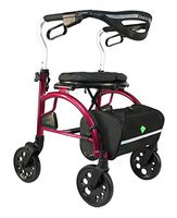 Evolution Xpresso Zero Lightweight Medical Walker Rollator with Seat, Large Wheels, Brakes, Backrest, Basket for Seniors Indoor Outdoor use (Shiraz Red, Tall)