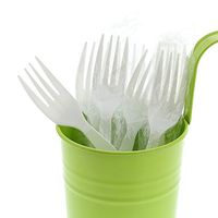 AmerCare Medium-Heavy Weight White Polystyrene Forks, Individually Wrapped, Case of 1000