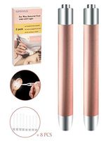 Ear Wax Removal Tool，Ear Pick，LED Lights Ear Cleaning Kit，Updated Version、Non-Slip，Soft Safety Spoon Head、BPA Free，Replaceable and Easy to Clean，Safe Material (Two Golden)