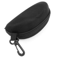 uxcell Black Zip Fastener Oval Sunglasses Eyeglasses Box Case 6.5cm High w Plastic Hook