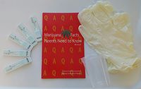 Marijuana (THC) Instant Drug Test Bundle - 4 Items: 5-Pack THC Tests, 1 Cup, Gloves and Marijuana Facts Booklet