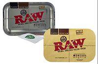 Raw Metallic Rolling Tray Small, RAW Magnetic Small Rolling Tray Cover, with Leaf Lock Gear Smell Proof Pouch - 3 Item Bundle (Metallic)