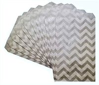 100 pcs 5" x 7" Silver Chevron Print Merchandise Gift Bags Shopping Sales Tote Bags Flat Bags
