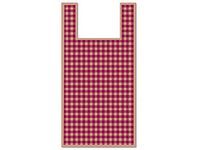 Pack Of 500, Burgundy Gingham T Sack 100% Recycled .75 Mil 11.5 X 6.5 X 22" For Gift Packaging
