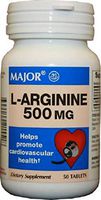 Major - L-Arginine Supplement - 500 mg Strength - Tablet - 50 per Bottle-McK