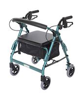 Essential Medical Supply Featherlight Demi Four Wheel Walker with Loop Hand Brakes and Pouch/Basket in Teal