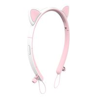 Wired Cat Ear Bluetooth Headphones with Mic, Padmate CVC6.0 Noise Cancellation, LED Glowing Light 3.5mm Audio Jack Headset for Adults Girls Children(Pink)