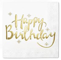 Happy Birthday 100 Pack Napkins Gold Foil Cocktail Disposable Paper