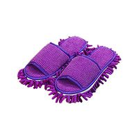 Floor Cleaning Mop Slippers Microfiber Dust Cleaning Tool Shoes for Bathroom, Office, Kitchen, House Polishing Cleaning (M, Purple)