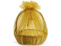 Organza Wrappers- Gold Organza Wrappers 48" Diameter with Tassel Tie Cord (5 Packs; 3 Bags Per Pack) - WRAPS-10827
