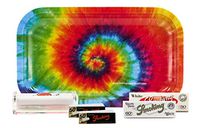 Smoking #8 White Single Wide Rolling Paper, White 1 1/4 Rolling Paper, Deluxe Tips (2 Packs), Smoking Brand Acrylic Roller, with Rolling Paper Depot Rolling Tray (Tie Dye) - 6 Item Bundle