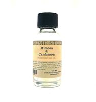 Pure Perfume Oil for Perfume Making, Personal Body Oil, Soap, Candle Making & Incense; Splash-On Clear Glass Bottle. Premium Quality Undiluted & Alcohol Free (1oz, Mimosa & Cardamon)