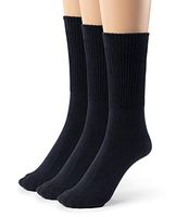 Silky Toes 3 or 6 Pack Women’s Bamboo Diabetic Seamless Soft Non-Binding Crew Socks, Also Available In Plus Sizes (13-15 (Queen), Navy -3 Pairs)