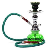 GStar 11" Premium 1 Hose Hookah Complete Set - Mini Pumpkin Hookah Glass Vase (Spring Green)