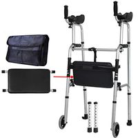 Seat & Roller Bar Covers Walker Arm Support Training Adjustable Exercise Children's Walker Folding Easy to Carry Old Crutches Good Helper Disabled Walker (Color : Silver, Size : 5452cm)