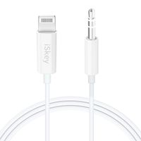 Aux Cord Compatible with iPhone, iSkey Aux Cable to 3.5mm Male Audio Adapter Compatible with iPhone X/XS/XR/8/7/iPad/iPod for Car/Home Stereo, Speaker, Headphone, Support All iOS Version - 3.3ft White