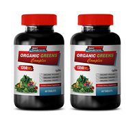 Immune System for Adults - Organic Greens Complex 1350MG - Premium Dietary Supplement - Strawberry Extract Natural - 2 Bottles 120 Tablets