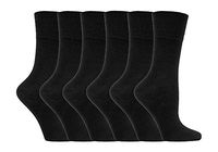 Gentle Grip - 6 Pairs of Ladies Diabetic Socks - 5-9 us (Black)