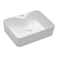 Lordear 19"x15" Bathroom Sink Modern Rectangle Above White Porcelain Ceramic Vessel Vanity Sink Art Basin