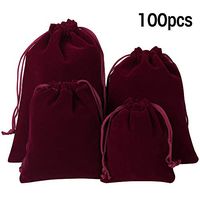 Lucky Monet 25/50/100PCS Velvet Drawstring Bags Jewelry Pouches for Christmas Birthday Party Wedding Favors Gift Candy Headphones Art and DIY Craft (100Pcs, Wine Red, 4” x 6”)