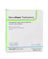 DermaFoam Tracheostomy Foam Dressing, 3-1/2 X 3-1/2 Inch Fenestrated Square Non-Adhesive Without Border Sterile, 45330 - Box of 10