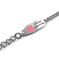 My Identity Doctor - Custom Engraved Medical Bracelet, 5mm 316L Steel for Kids and Adults - Small - Pink - Wrist Size 8.25 Inch