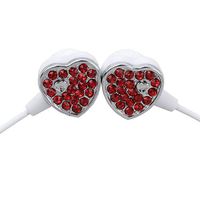 Rhinestone-Studded Heart-Shaped in-Ear Earbud Headphones