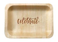 "Celebrate" StatementWare Disposable Dessert Plates (50-Pack)—100% Natural, Eco-Friendly Alternative to Plastic Dessert Plates, Party Plates and Cake Plates (7.5" x 5.5")