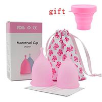 JACQUELINE 2 Menstrual Cups, Female Safety Cups, Folding Cups, Medical Leak-Proof, Anti-Penetration and Recyclable,Pink
