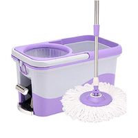 Foot Pedal Microfiber Spin Mop with 2 Pcs Microfiber Mop Heads Stainless Steel Bucket and Telescopic Pole QAZWSX-tb