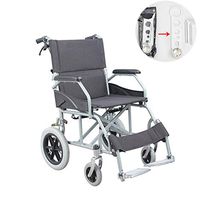 Chunse Aluminium Wheelchair,Attendant Propelled Wheelchair Removable Footrests Seat Width 46Cm Suitable for The Elderly