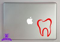 Overly Attached Decals Molar Tooth Vinyl Decal Sized to Fit A 11" Laptop - Red